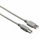 Cablu USB 2.0 B HAMA 200901, 3 m, gri, Transfer de Date 480 Mbps, Compatibil USB 1.1, Calitate HAMA