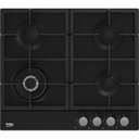 Plita incorporabila BEKO HIAW64225SB, Gaz, 4 arzatoare, Wok, Negru, Eficienta Ridicata, Aprindere Integrata, Siguranta Flacara