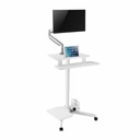 Masa mobila ajustabila Klarstein ErgoDesk, alba, 71x50 cm, doua polite, inaltime reglabila 76-121 cm