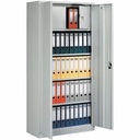 Dulap metalic Ceha gri, 92x42x195 cm, 2 usi batante, 3 polite si seif, vopsit in camp electrostatic, securitate crescuta