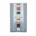 Dulap metalic Ceha, gri, 120x42x195 cm, 2 usi pliabile, 4 polite, vopsit electrostatic, capacitate 60 kg/polita