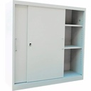 Dulap metalic Ceha, gri, 120x42x120 cm, Usi culisante, Capacitate 60 kg/polita