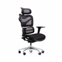 Scaun ergonomic cu tetiera Techgames, suport lombar si tetiera, reglabil, plasa respirabila, negru