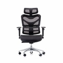 Scaun ergonomic cu tetiera Techmax negru, suport lombar si cap, reglabil, capacitate 250 kg