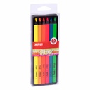 Set 6 creioane colorate Apli Jumbo Fluo, culori fluorescente, triunghiulare, pentru evidentiere eficienta