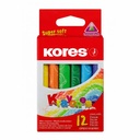 Creioane cerate Kores, 12 culori, diametru 10 mm, set de 12 buc. - Arta colorata expresiva, forma ergonomica