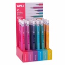 Display creioane mecanice Apli "Emotii", 0.7 mm, 24 buc/set, culori asortate, cu radiera
