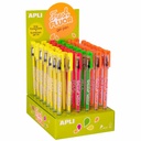 Display pixuri cu gel Apli Fresh Fluor, set 48 buc, culori fluorescente, scriere precisa
