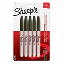 Set 5 markere permanente Papermate Sharpie, culoare neagra, uscare rapida, varf fin