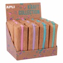 Set 12 penare dreptunghiulare Apli Kraft Collection, textura Kraft, fermoare colorate, 4 culori, rezistente si spatioase