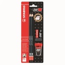 Creion grafit Stabilo Exam Grade HB, Set 4 Creioane, Ascusitoare si Radiera incluse