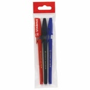 Set 3 Pixuri Stabilo Liner, M, 0.45 mm, Culori Albastru/Negru/Rosu, Blister Eco