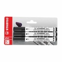 Marker pentru tabla Stabilo Plan, negru, varf tesit 1 - 5 mm, 3 bucati/blister, scriere nepermanenta