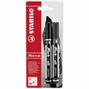 Marker permanent Stabilo Mark-4-all, 651, varf rotund, 1.5 - 2.5 mm, set 2 bucati, negru, pentru marcari precise