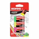 Radiera Kores KE-30, Culori Neon, Stergere Curata, 3 Buc./Blister