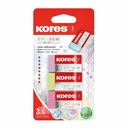 Set 3 radieri Kores pastel KE-30, culori pastel, 40 x 21 x 10 mm