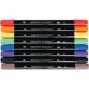 Carioci DERWENT Academy, 2 capete, 8 culori - Set versatil pentru desenatori in devenire