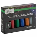 Set culori acrilice cu sclipici Nassau Fine Art, 6 culori, 75 ml - Rezistenta superioara la lumina, pentru efecte speciale si stralucire