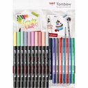 Set artistic Tombow Pastels, 19 piese: Markere acuarela, TwinTone, Fineliner Monodrawing, hartie A4 250g
