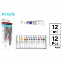 Set 12 culori tempera acrilica Artix Main Paper, 12 ml/flacon, pigmentatie puternica