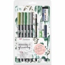 Set Tombow Watercoloring Acuarelabil Tones Naturale Verzi, ABT Pensula Duala, Creion MONO 100 H, Radiera Dust Catch, Pensula cu rezervor, Liner...