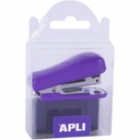 Capsator de buzunar Apli, 20 coli, 2000 capse nr. 10, mov, compact si portabil