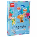 Set magneti Harta Lumii APLI, 36 x 28 cm, 40 magneti, joc educativ interactiv cu monumente si animale