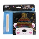 Set Joc Creativ Magic Scratch Apli Tematica Iarna, Incluzand Creion de Lemn, Recomandat Copiilor de la 3 Ani, Promoveaza Creativitatea