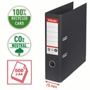 Biblioraft Esselte No.1 Power Recycled, A4, 75 mm, carton reciclat, negru, capacitate 500 coli, amprenta CO2 neutra