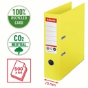 Biblioraft Esselte No.1 Power Recycled, A4, 75 mm, galben, Certificat FSC, Capacitate 500 coli, Garantie 3 ani