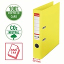 Biblioraft Esselte No.1 Power Recycled, A4, 50 mm, galben, carton reciclat, certificat FSC si Blue Angel, 350 coli, mecanism No.1 robust, garantie 3...