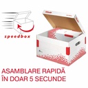 Container de arhivare Esselte Speedbox cu capac L, asamblare automata, carton reciclat, capacitate generoasa