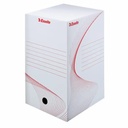 Cutie de arhivare Esselte Standard, 15 cm, spatiu generos pentru documente, perforatie pentru acces usor, alb profesionist